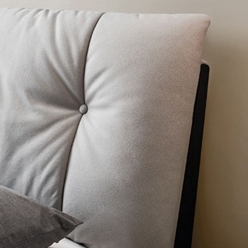 Letto standard grigio da 40,55 "con materasso con headboard rivestito