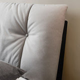 40.55" High Gray Standard Bed with Upholstered Headboard Mattress Included Wood