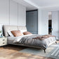 Letto standard grigio da 40,55 "con materasso con headboard rivestito