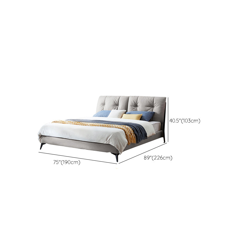 Letto standard grigio da 40,55 "con materasso con headboard rivestito