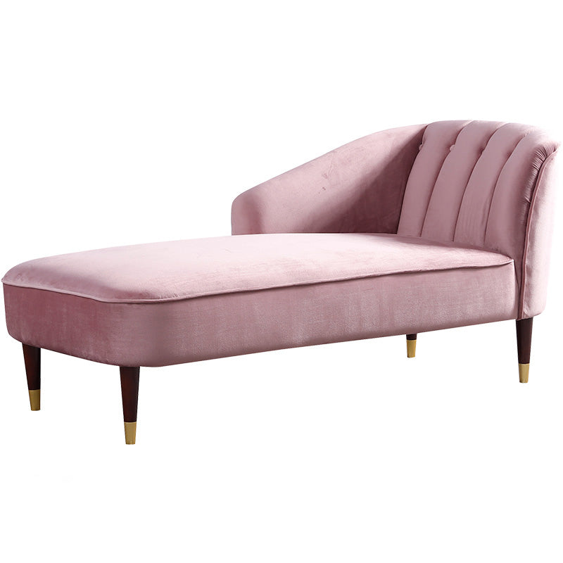Wood One Armed Glam Chaise Rolled Arms with Legs for Living Room Pink Right-Arm Chaise Clearhalo 'Chairs & Seating' 'Chaise Lounge' 'chaise_lounge' 'furn' 'furn_chaise_lounge' 'Furniture' 'Living Room Furniture' 7822772