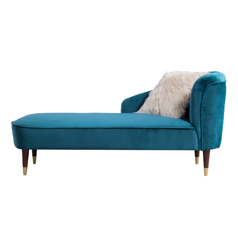 Wood One Armed Glam Chaise Rolled Arms with Legs for Living Room Blue Right-Arm Chaise Clearhalo 'Chairs & Seating' 'Chaise Lounge' 'chaise_lounge' 'furn' 'furn_chaise_lounge' 'Furniture' 'Living Room Furniture' 7822775