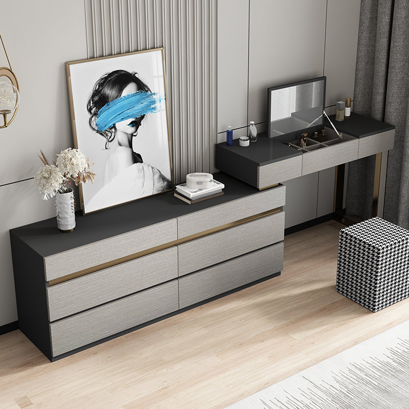 Tavolo da toeletta da toeletta moderno a 3 pezzi con 6 cassetti