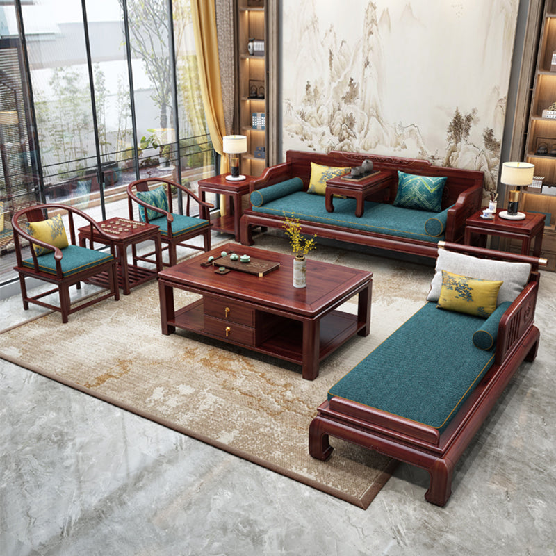 Traditional with Arms Wooden Chaise with Pillow Round Arms for Living Room Clearhalo 'Chairs & Seating' 'Chaise Lounge' 'chaise_lounge' 'furn' 'furn_chaise_lounge' 'Furniture' 'Living Room Furniture' 7822838
