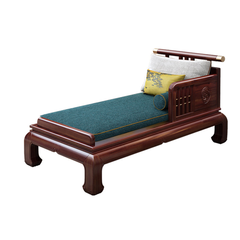 Traditional with Arms Wooden Chaise with Pillow Round Arms for Living Room Left-Arm Chaise Clearhalo 'Chairs & Seating' 'Chaise Lounge' 'chaise_lounge' 'furn' 'furn_chaise_lounge' 'Furniture' 'Living Room Furniture' 7822840