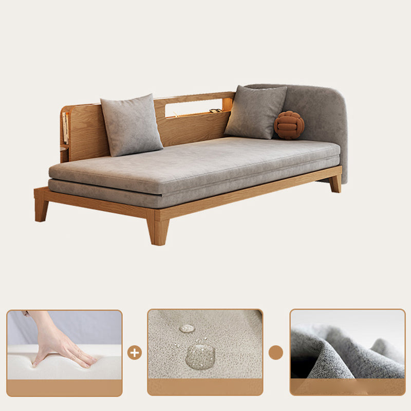Solid Wood Removable Scandinavian Sleeper Sofa Bed in Grey Finish