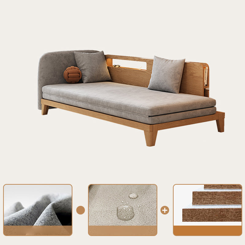 Solid Wood Removable Scandinavian Sleeper Sofa Bed in Grey Finish