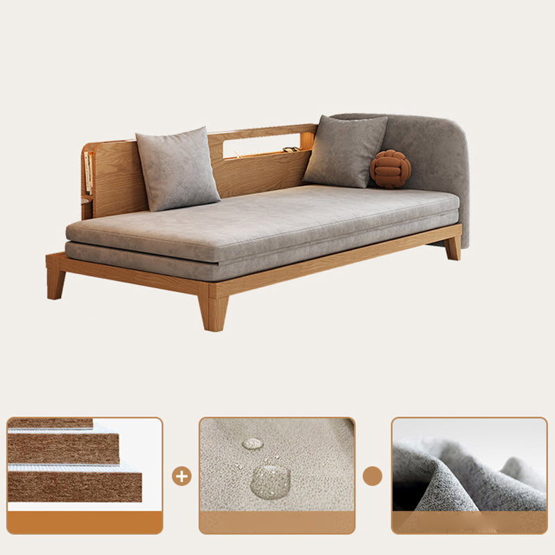 Solid Wood Removable Scandinavian Sleeper Sofa Bed in Grey Finish