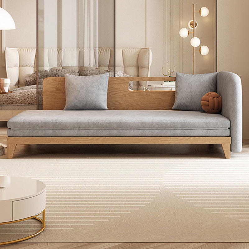 Solid Wood Removable Scandinavian Sleeper Sofa Bed in Grey Finish