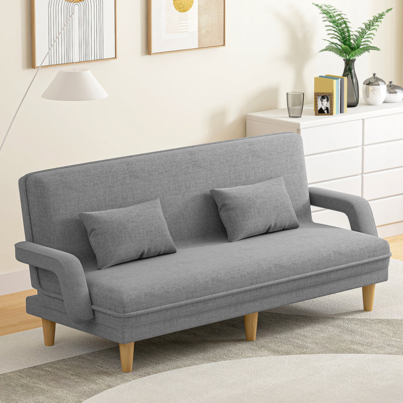 Scandinavian Removable Cushions Fabric Square Arms Futon Sleeper Sofa Bed Clearhalo 'furn' 'furn_futons' 'Furniture' 'Futons & Daybeds' 'Futons' 'Living Room Furniture' 7822920