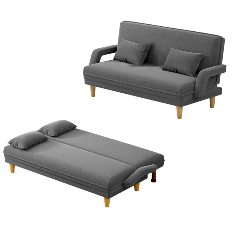 Scandinavian Removable Cushions Fabric Square Arms Futon Sleeper Sofa Bed 67"L x 27.5"W x 31"H Dark Gray Clearhalo 'furn' 'furn_futons' 'Furniture' 'Futons & Daybeds' 'Futons' 'Living Room Furniture' 7822928