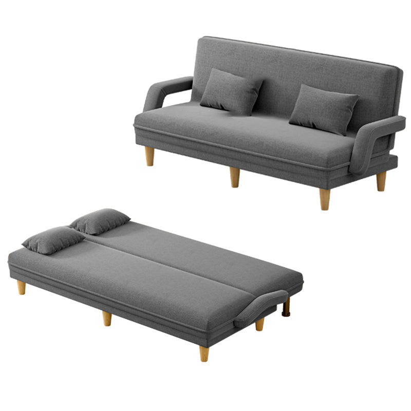 Scandinavian Removable Cushions Fabric Square Arms Futon Sleeper Sofa Bed Dark Gray Clearhalo 'furn' 'furn_futons' 'Furniture' 'Futons & Daybeds' 'Futons' 'Living Room Furniture' 7822930