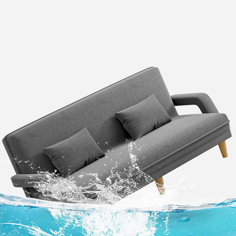 Scandinavian Removable Cushions Fabric Square Arms Futon Sleeper Sofa Bed Clearhalo 'furn' 'furn_futons' 'Furniture' 'Futons & Daybeds' 'Futons' 'Living Room Furniture' 7822936