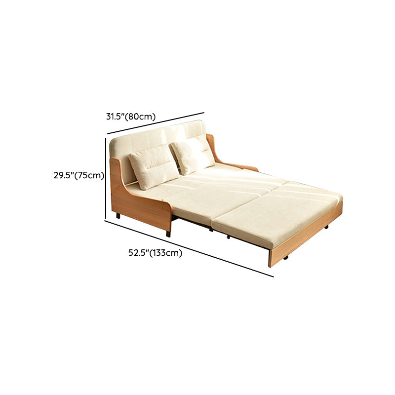 Scandinavian Solid Wood Removable Futon Sleeper Sofa Pillow Included Clearhalo 'furn' 'furn_futons' 'Furniture' 'Futons & Daybeds' 'Futons' 'Living Room Furniture' 7822953