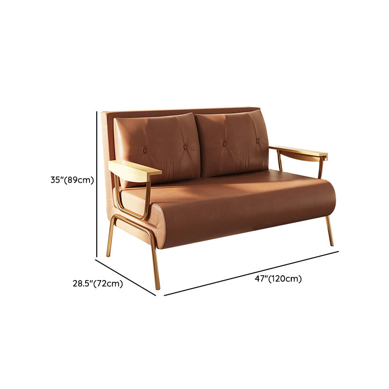 Sofá de durmiente de Futon Futon Glam Faux en almohada naranja incluida