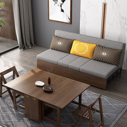 Solid Wood Farmhouse Removable Futon Sofa Bed in Brown with Storage