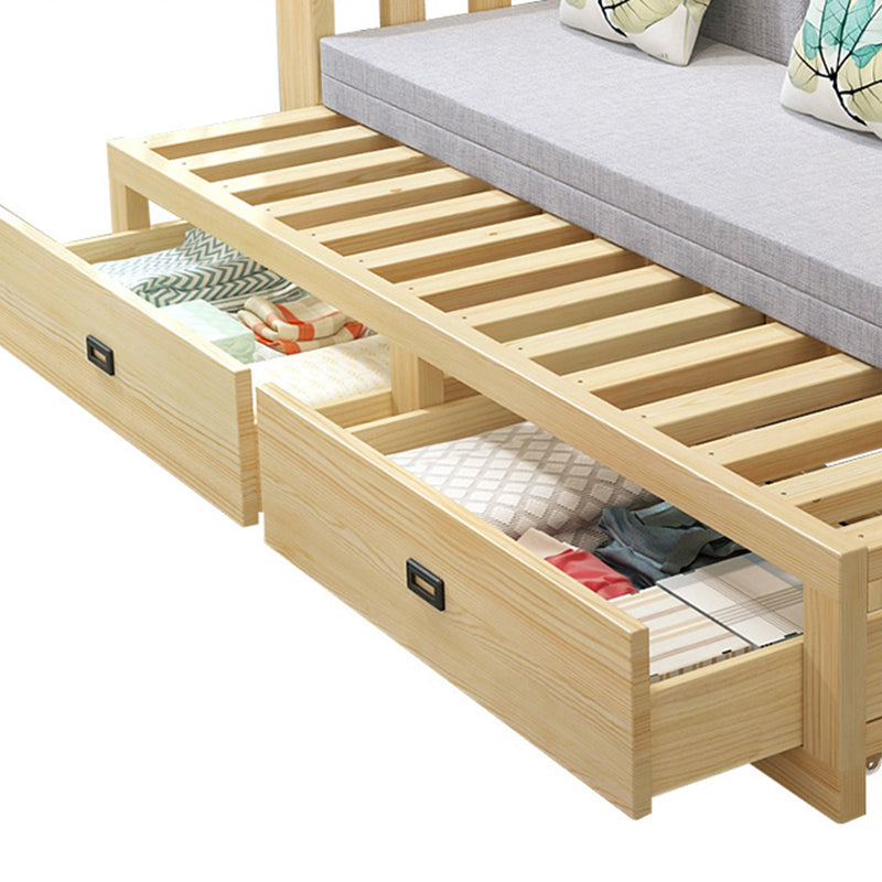 Removable Cushions Scandinavian Solid Wood Futon Sleeper Sofa Bed Clearhalo 'furn' 'furn_futons' 'Furniture' 'Futons & Daybeds' 'Futons' 'Living Room Furniture' 7823040