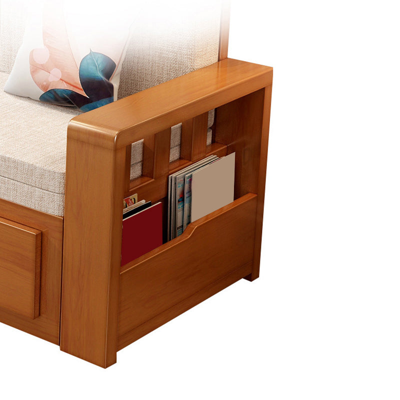 Removable Cushions Scandinavian Solid Wood Futon Sleeper Sofa Bed Clearhalo 'furn' 'furn_futons' 'Furniture' 'Futons & Daybeds' 'Futons' 'Living Room Furniture' 7823041