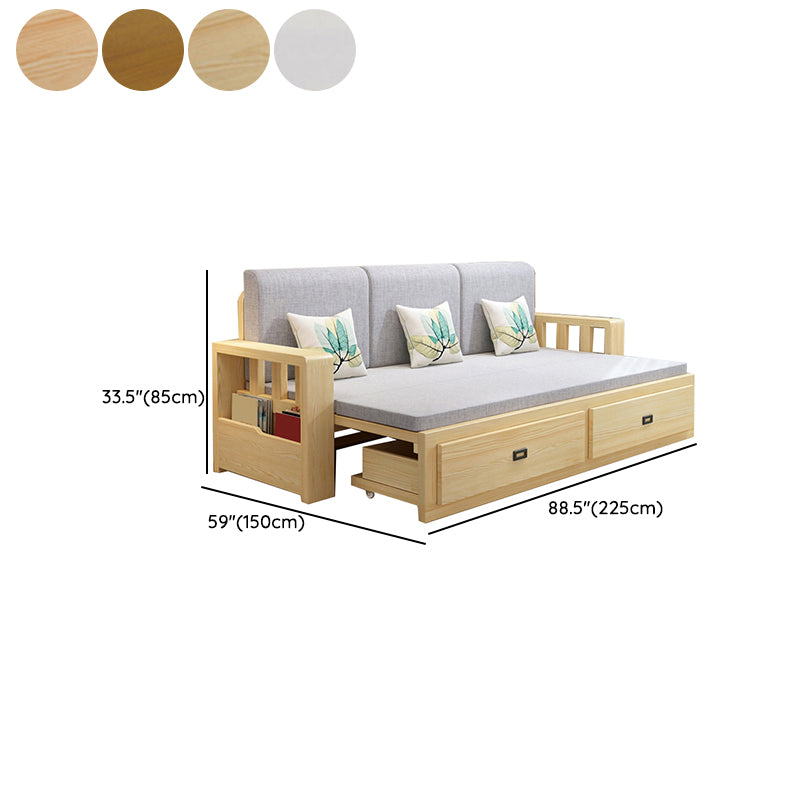 Removable Cushions Scandinavian Solid Wood Futon Sleeper Sofa Bed Clearhalo 'furn' 'furn_futons' 'Furniture' 'Futons & Daybeds' 'Futons' 'Living Room Furniture' 7823045