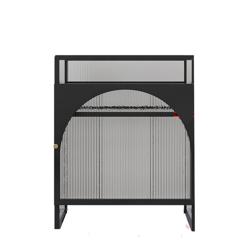 Knobs Scratch Resistant Modern Iron Accent Cabinet with Glass Top