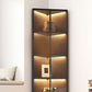 Corner Glass Paned Wood No Distressing Contemporary Accent Cabinet
