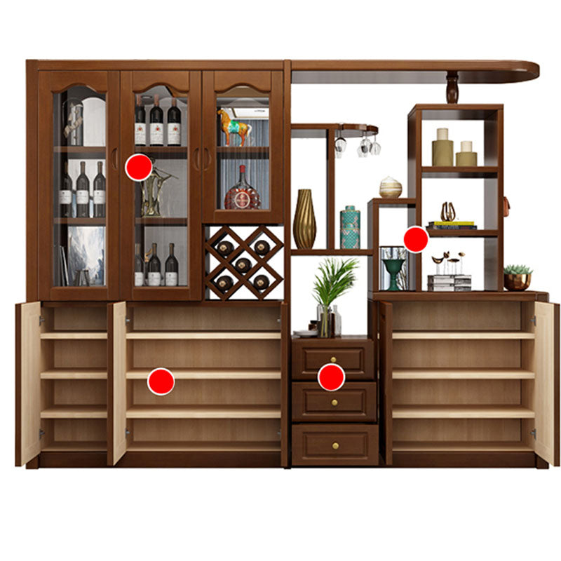 Los estantes de madera sólida incluyen gabinete de acento moderno para la sala de estar