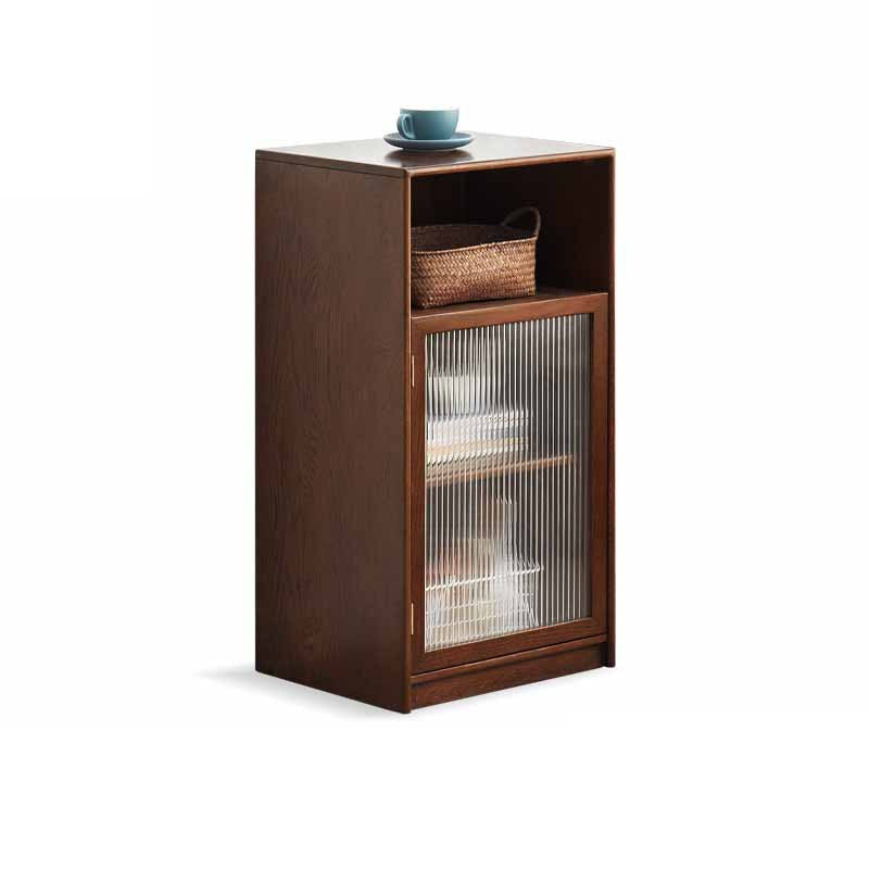 Glass Paned Solid Wood Shelves Included Modern Accent Cabinet