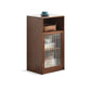 Glass Paned Solid Wood Shelves Included Modern Accent Cabinet