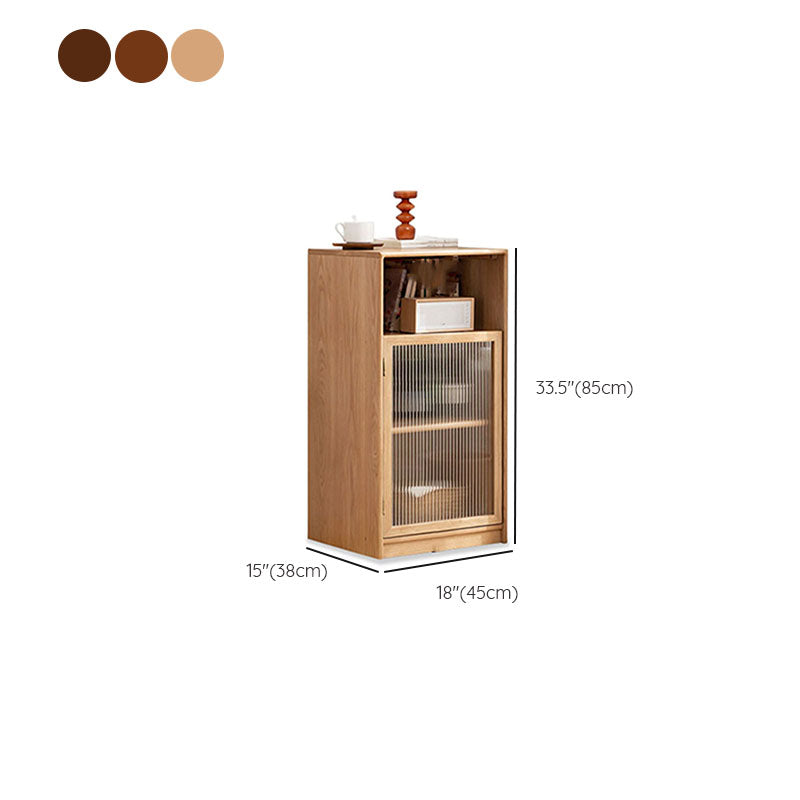 Glass Paned Solid Wood Shelves Included Modern Accent Cabinet