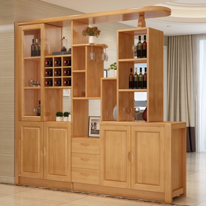 La barra moderna de madera sólida tira del gabinete de acento con puertas y cajones