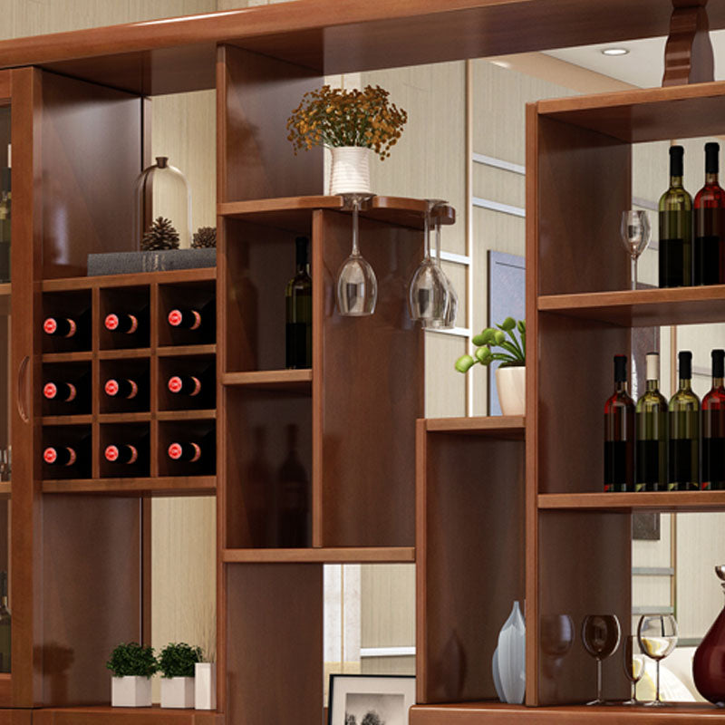 Solid Wood Modern Bar Pulls Accent Cabinet with Doors and Drawers