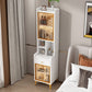 Glass Paned Modern Straight Legs Wood Accent Cabinet with Shelves