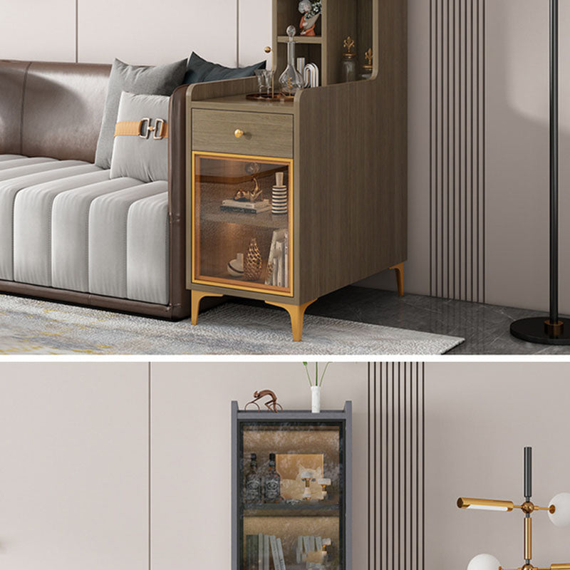 Gambe moderne moderne di vetro per accento in legno con ripiani