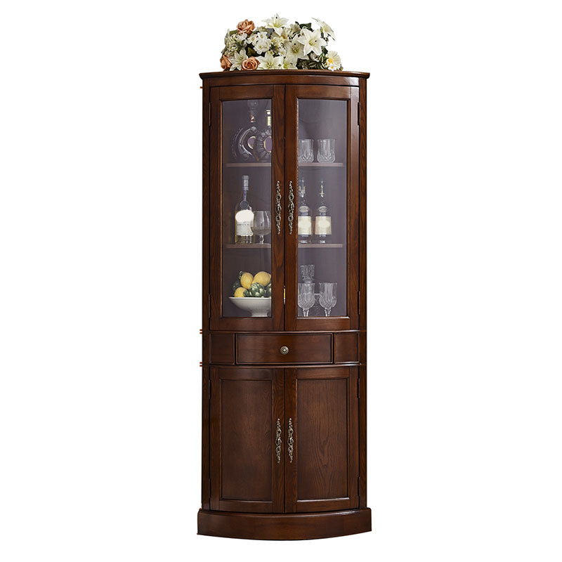 Accente di accento rustico angolare in legno in legno in vetro con porte