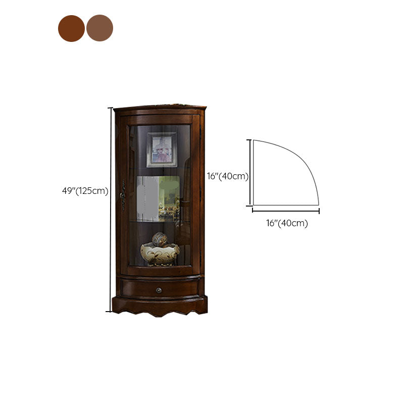 Accente di accento rustico angolare in legno in legno in vetro con porte