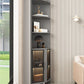 Wood Glass Paned Corner Modern Bar Pulls Accent Cabinet with Doors