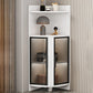 Wood Glass Paned Corner Modern Bar Pulls Accent Cabinet with Doors