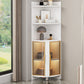 Wood Glass Paned Corner Modern Bar Pulls Accent Cabinet with Doors