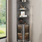 Wood Glass Paned Corner Modern Bar Pulls Accent Cabinet with Doors