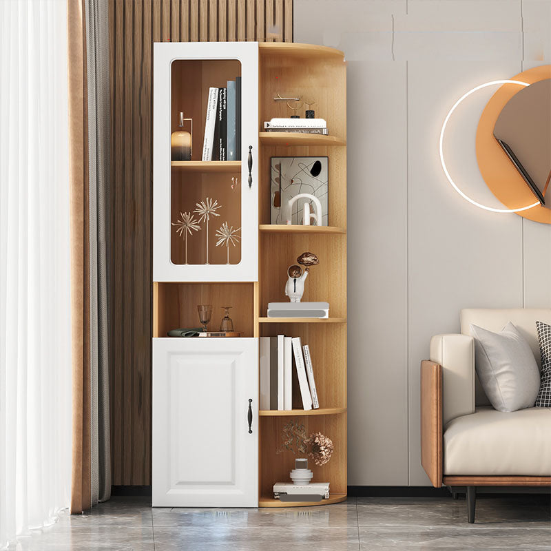 70.9" Tall Modern Glass Paned Bar Pulls Accent Cabinet with Shelves