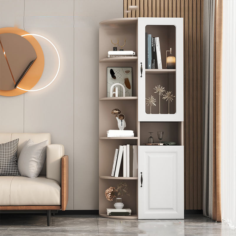 70.9" Tall Modern Glass Paned Bar Pulls Accent Cabinet with Shelves