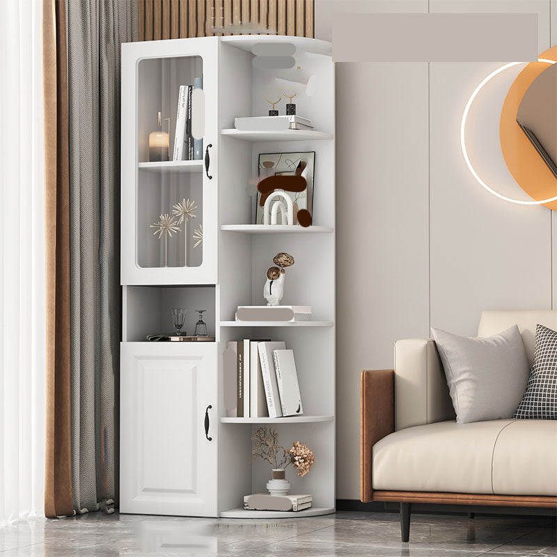 70.9" Tall Modern Glass Paned Bar Pulls Accent Cabinet with Shelves