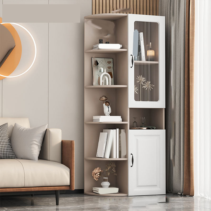 70.9" Tall Modern Glass Paned Bar Pulls Accent Cabinet with Shelves