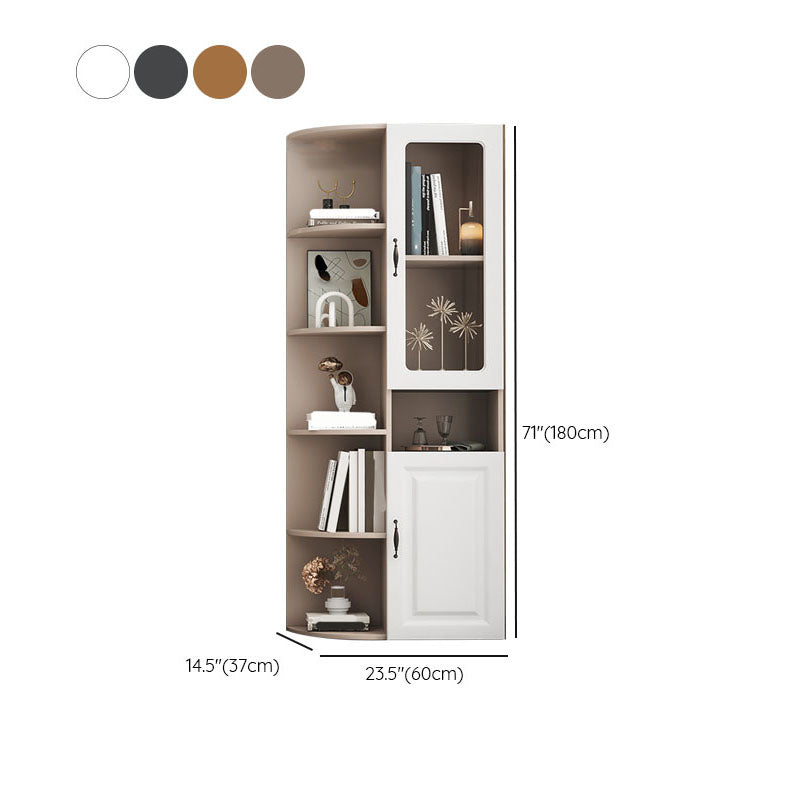 70.9" Tall Modern Glass Paned Bar Pulls Accent Cabinet with Shelves