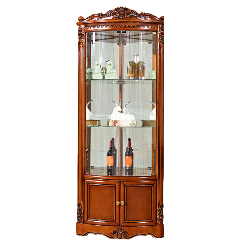 Legno massiccio in vetro in legno in legno rustico Accento mobile con porte