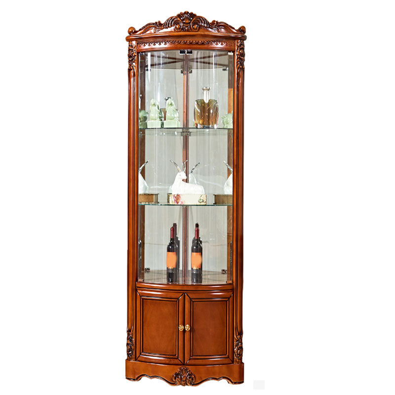 ドア付きのガラスパーン付きソリッドウッドの素朴なノブアクセントキャビネット