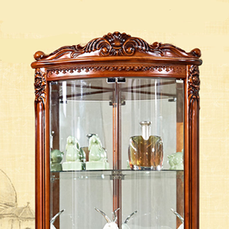 ドア付きのガラスパーン付きソリッドウッドの素朴なノブアクセントキャビネット