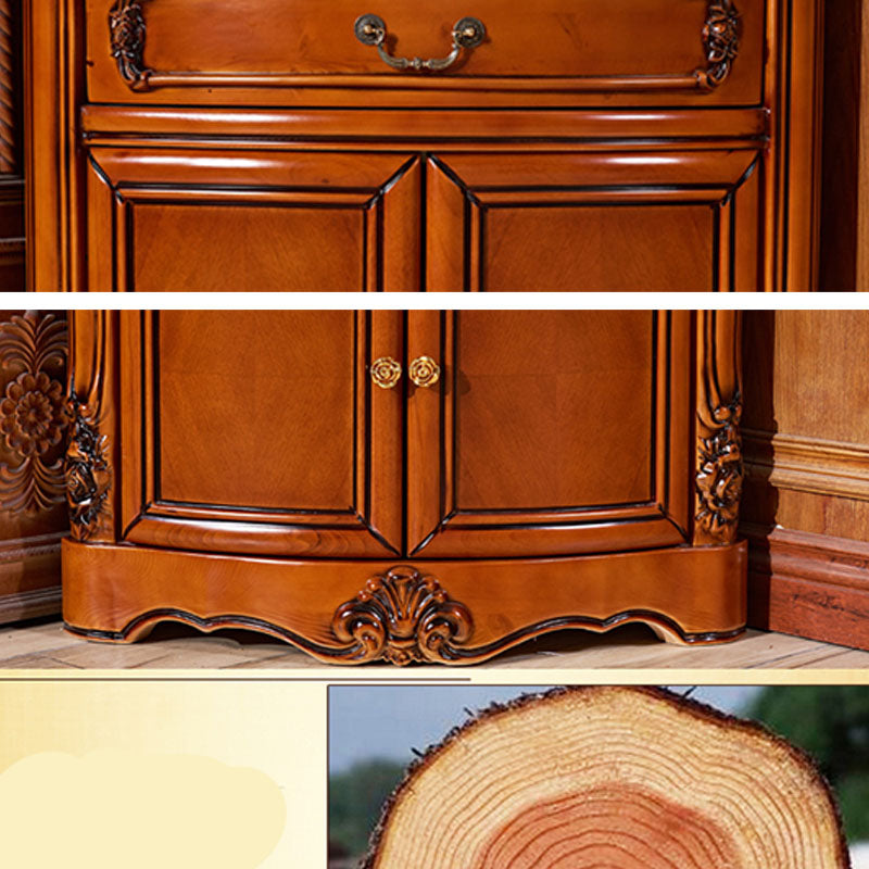 Gabinete de acento rústico de madera sólida de madera maciza con puertas con puertas