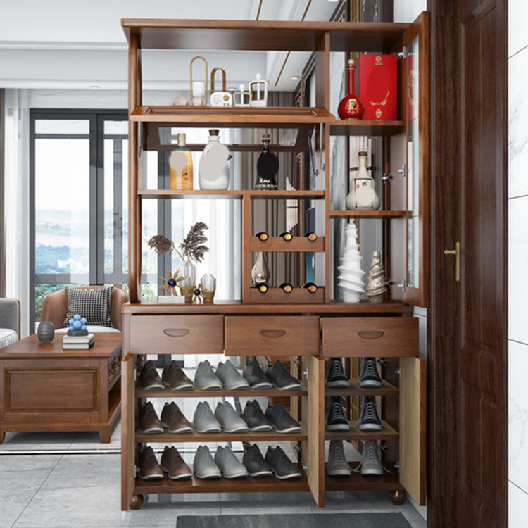 Rectangle en bois massif 76,77 "armoire d'accent de haut avec tiroirs et portes