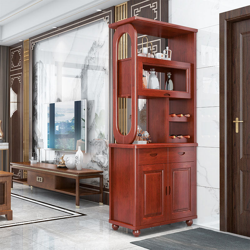 Rectangle en bois massif 76,77 "armoire d'accent de haut avec tiroirs et portes